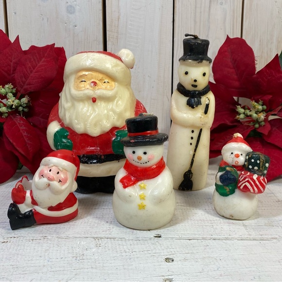 Vintage Christmas Candles Santa and Snowman - Picture 1 of 14